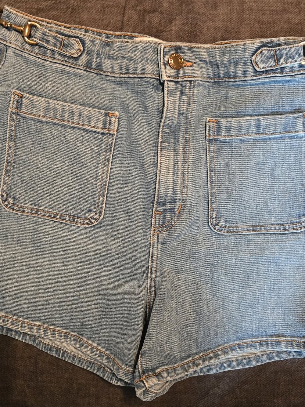 10 Crosby Derek Lam Light Blue Denim High-Rise Patch Pocket Shorts